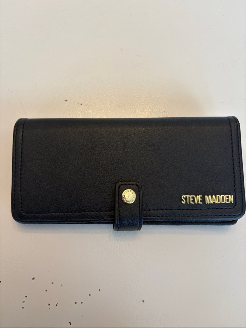 Steve Madden Black Wallet with Gold Logo